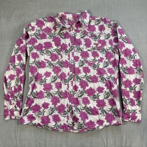 CH Cowgirl Hardware Pink & Black Floral Western Snap Shirt Rhinestone Bling XXL